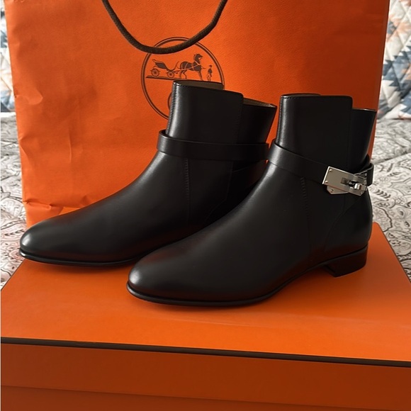 Hermès Black Leather Ankle Boots - Picture 2 of 8